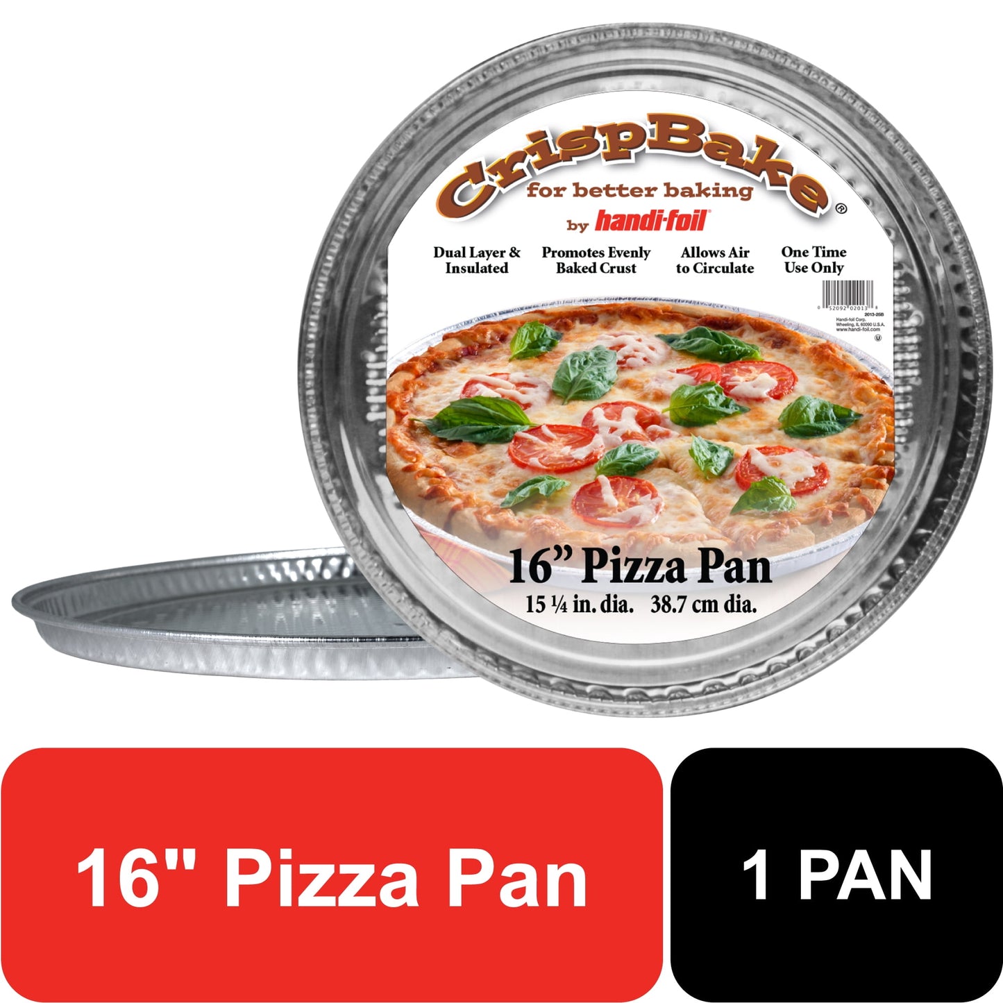 (5 pack) Handi-Foil Super King Crisp Bake 16" Aluminum Round Giant Pizza Pan, 1 Count