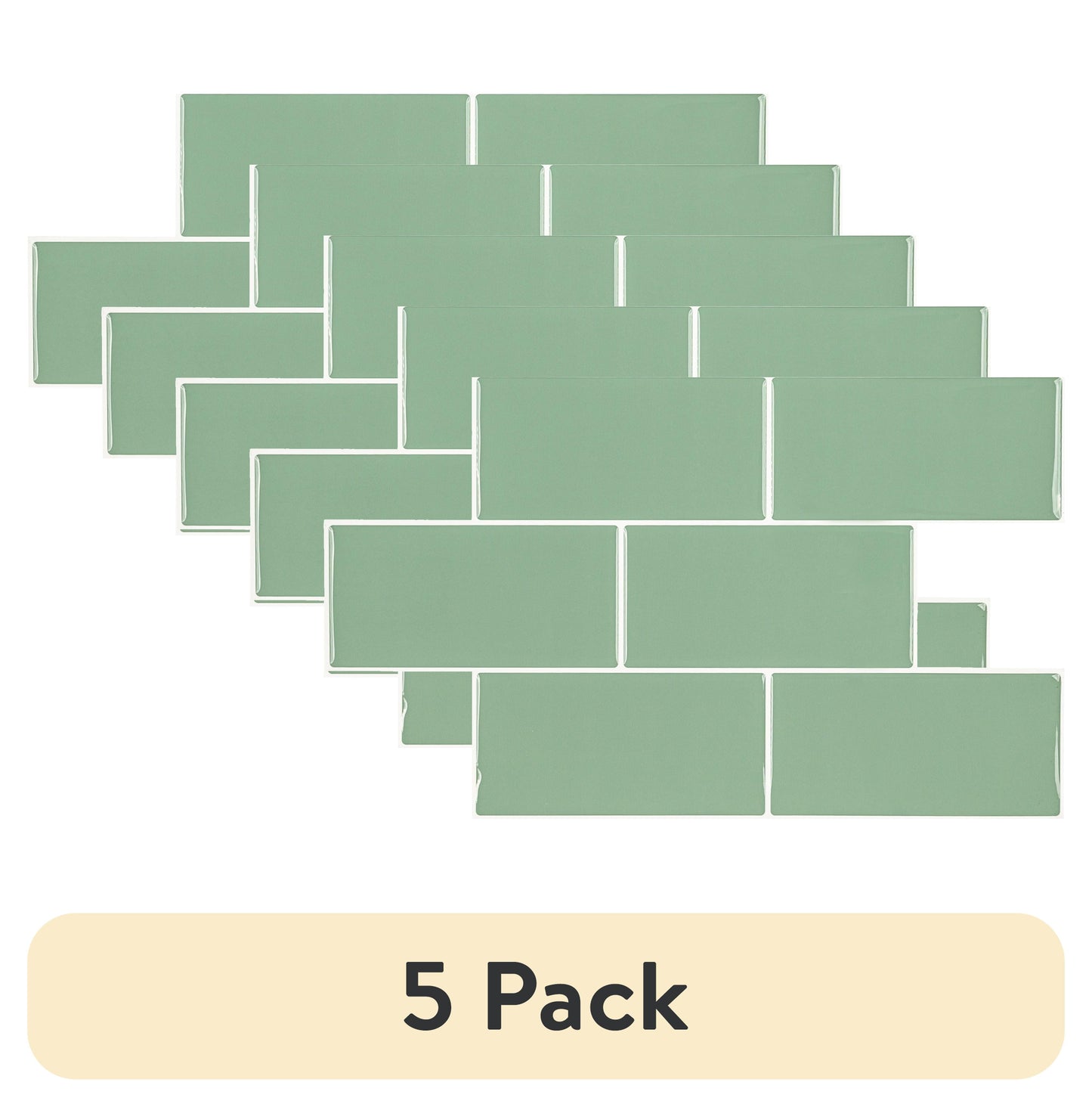 (5 pack) Mainstays Green Subway Peel & Stick Mosaic Wall Tile (2.76 Sqft / pack)
