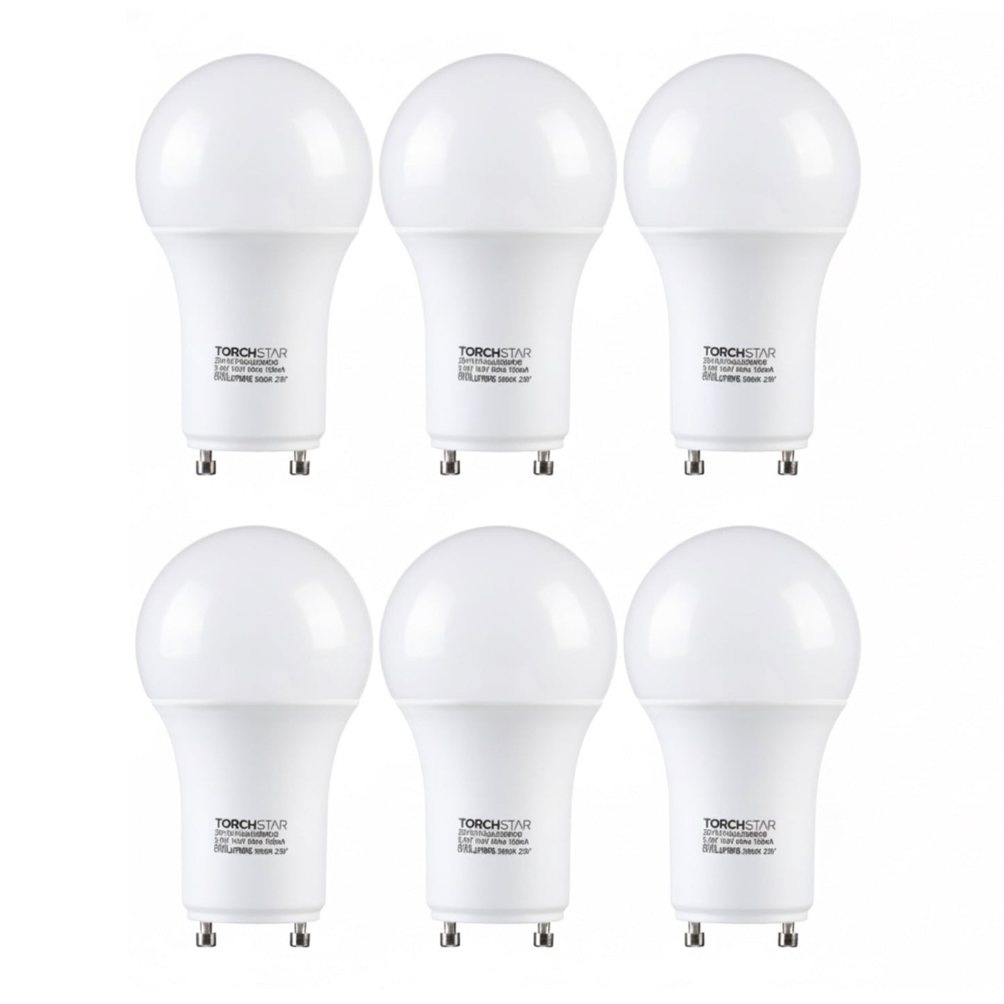 6 Pack Dimmable GU24 Base A19 Light Bulb, 9W LED Bulb, 60W Equivalent, for Ceiling Fans, Twist Lock GU24 Base Bulb for CFL Replacement, 3000K Warm White