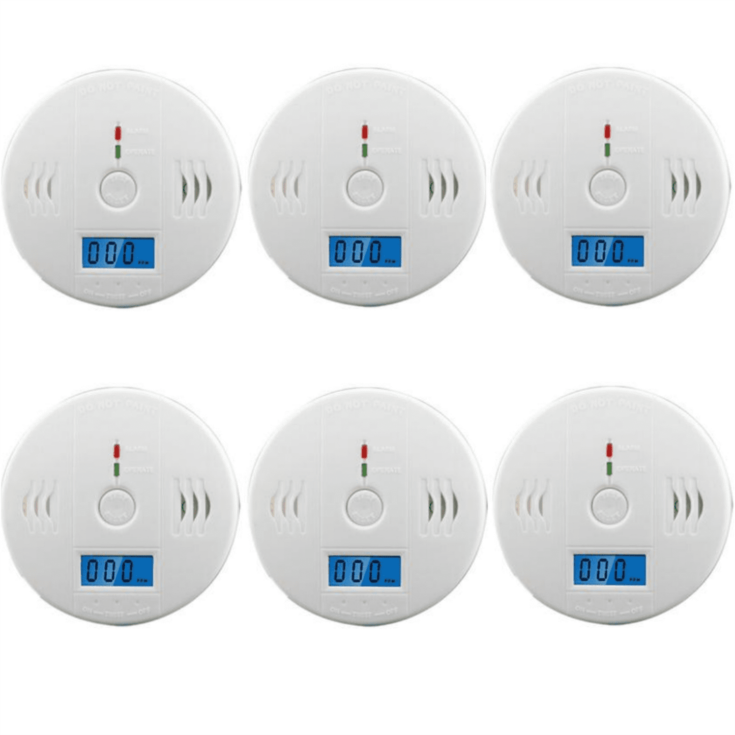 6 Pack LCD Display CO Carbon Monoxide Gas Detector Device Home Safety Alarm Detector