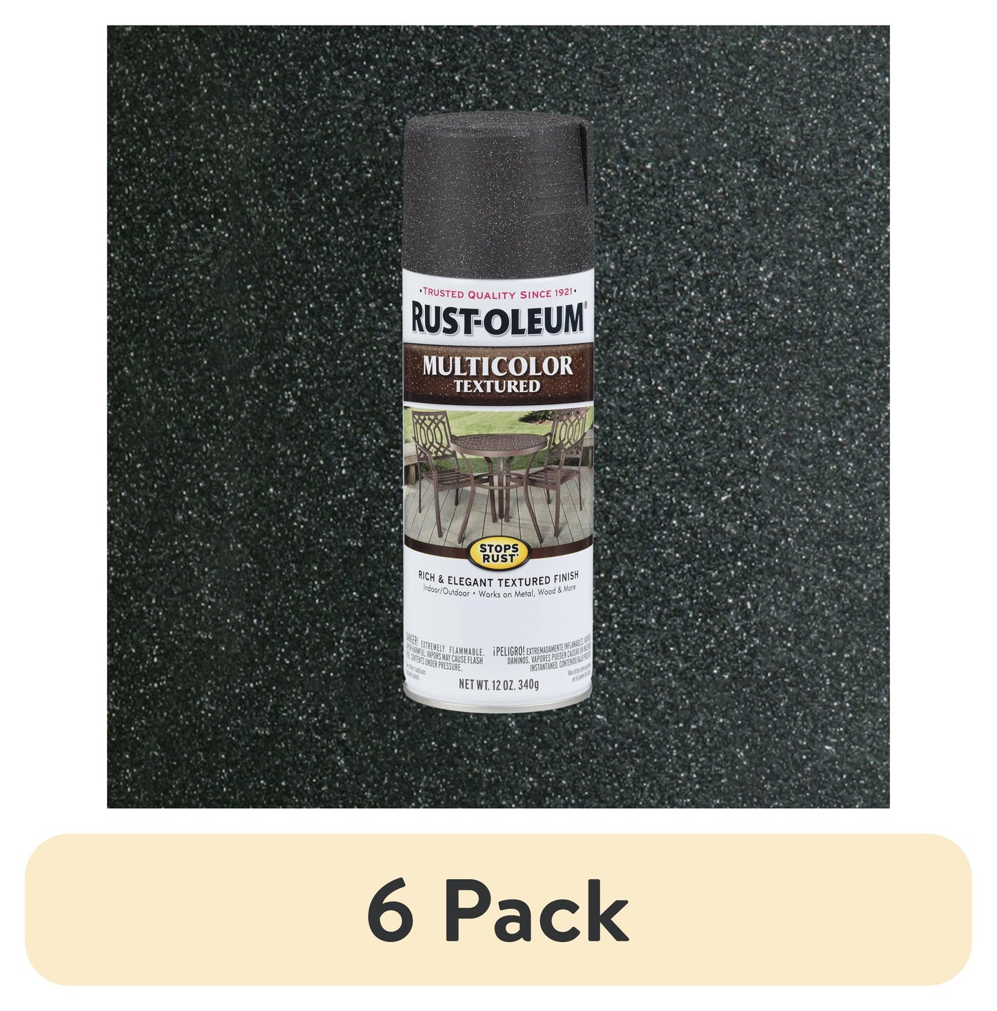 (6 pack) Aged Iron, Rust-Oleum Stops Rust Multi-Color Textured Spray Paint-223525, 12 oz