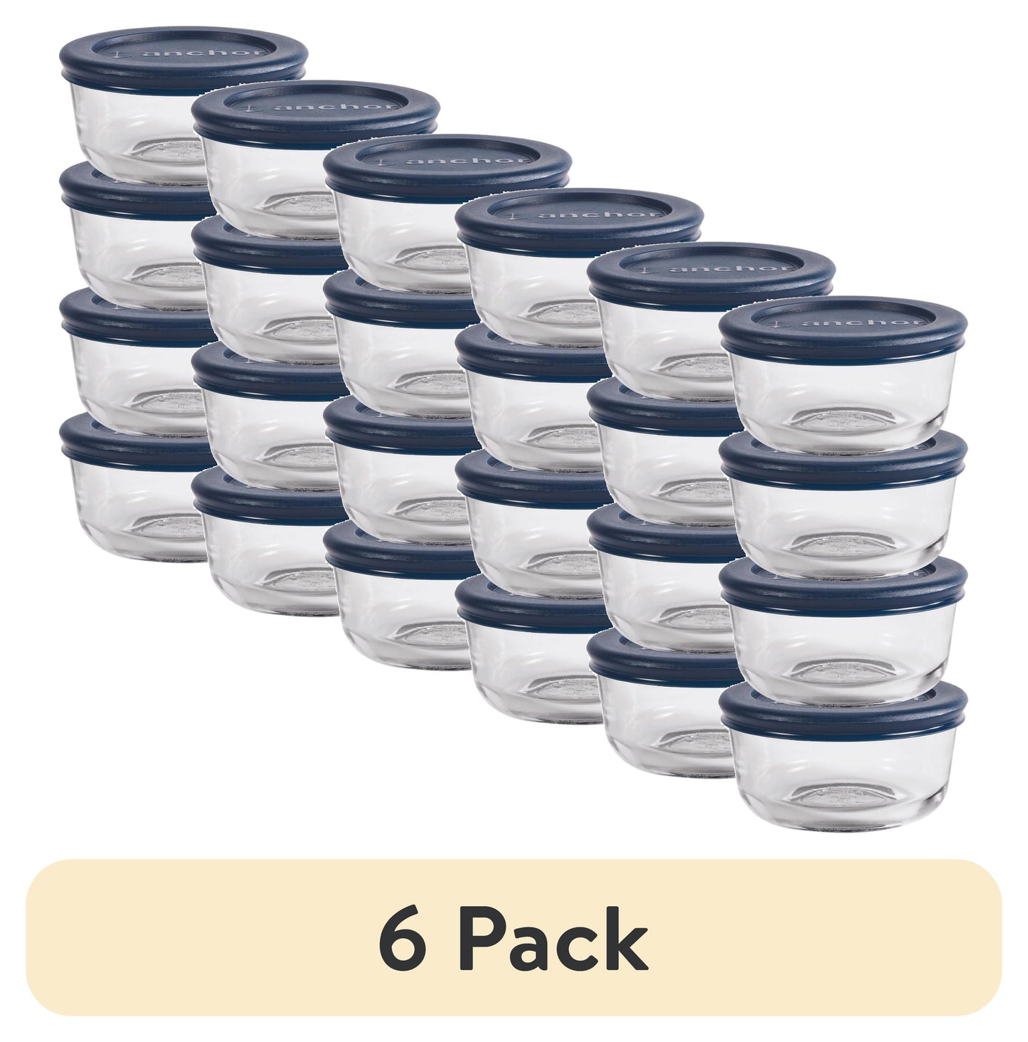 Anchor Hocking Glass Food Storage Containers with Lids, 1 Cup Round, Set of 4