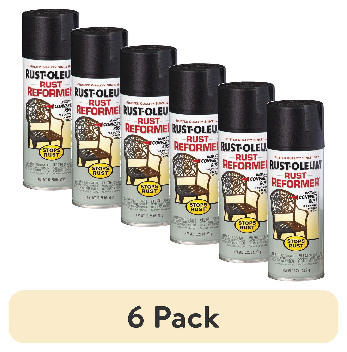 Black, Rust-Oleum Stops Rust, Rust Reformer Flat Spray Paint- 215215, 10.25 oz