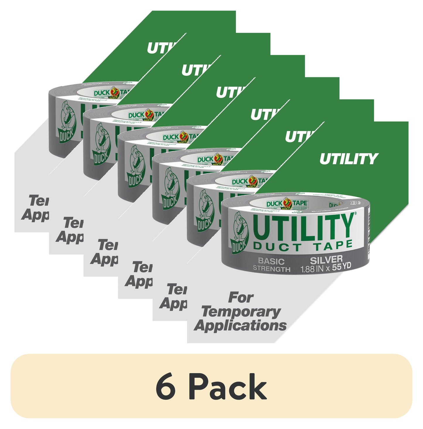 (6 pack) Utility Duck Tape Brand Duct Tape 1.88 in. x 55 yd., Silver