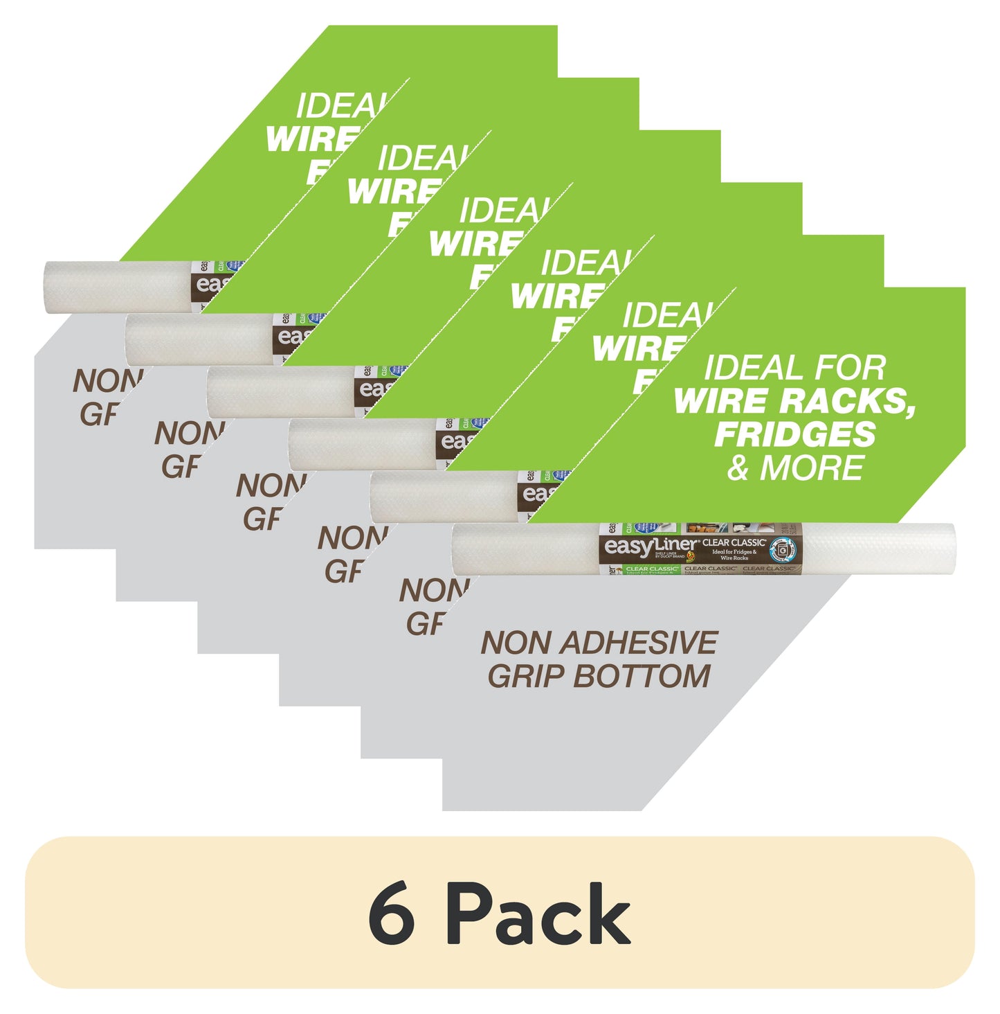 (6 pack) Clear Classic EasyLiner Shelf Liner, Clear 20" x 4' Roll