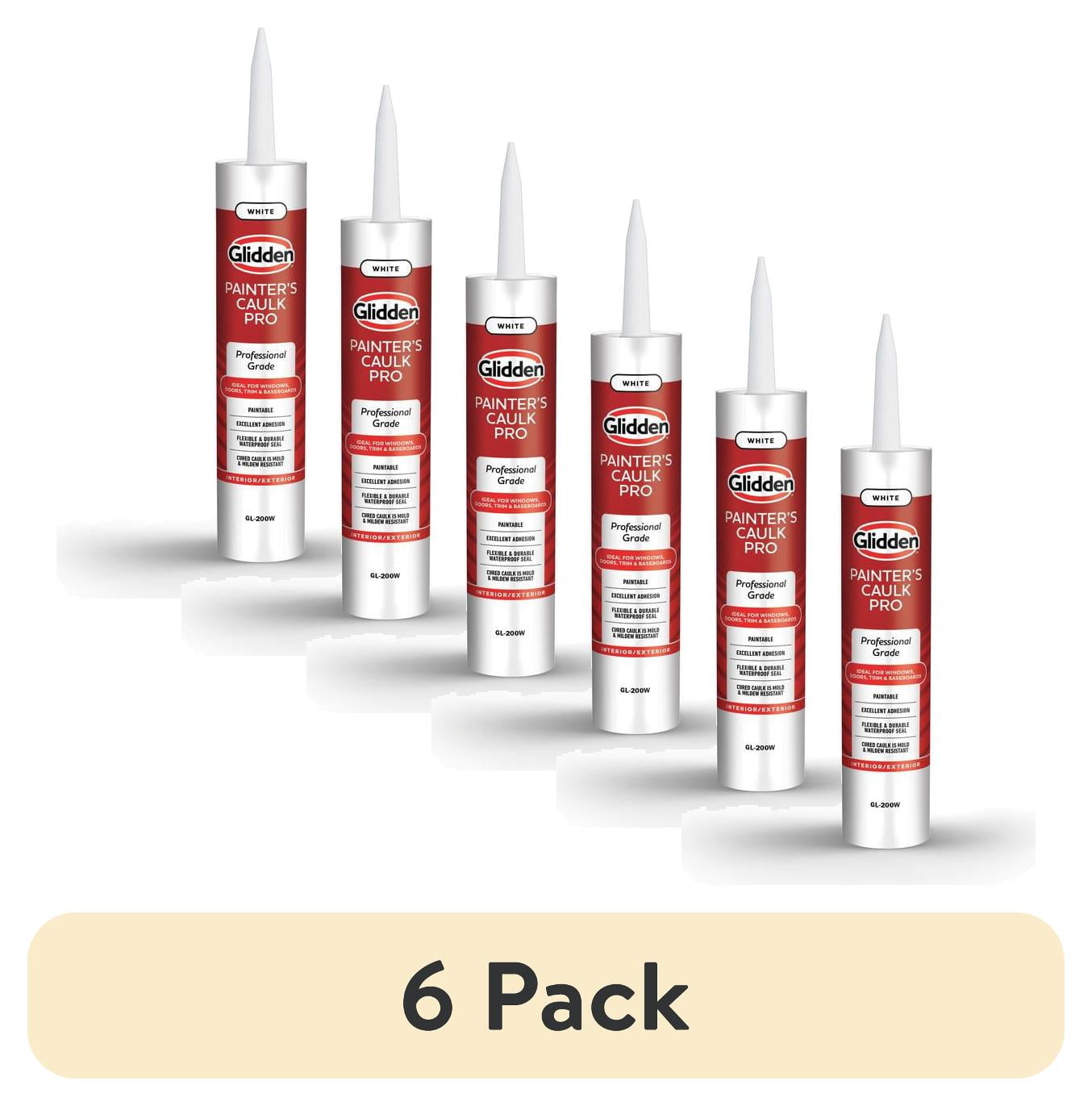 (6 pack) Glidden Painter's Caulk Pro 10.1 Fl. Oz. Multi-Purpose Acrylic Caulk, White