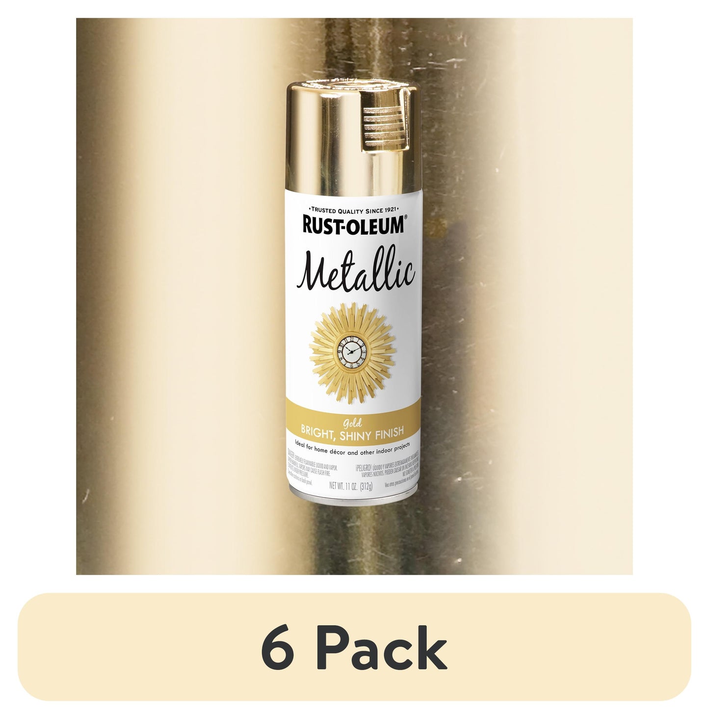 (6 pack) Gold, Rust-Oleum Metallic Spray Paint-340647, 11 oz