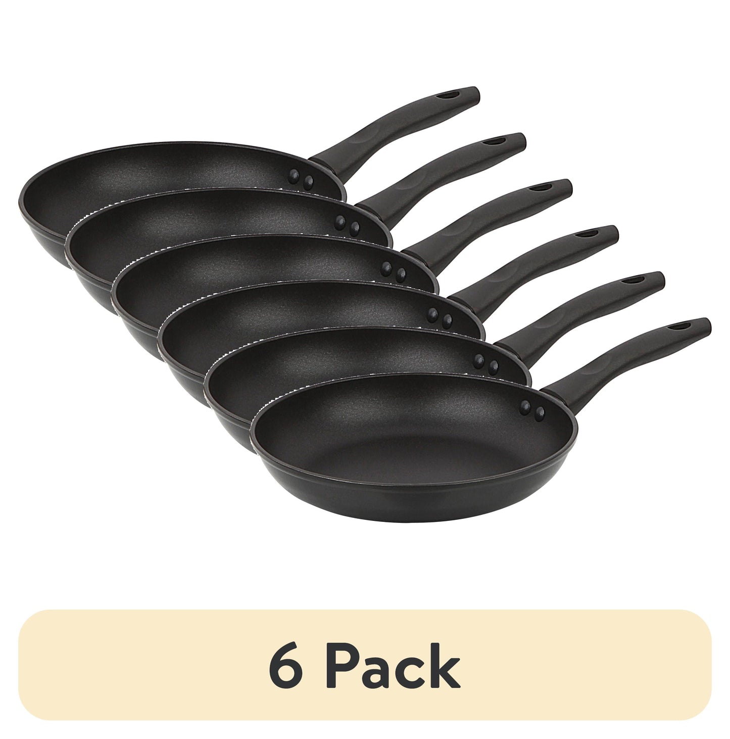 (6 pack) Mainstays 9.5" Non-Stick Aluminum Alloy Skillet Black Dishwasher Safe