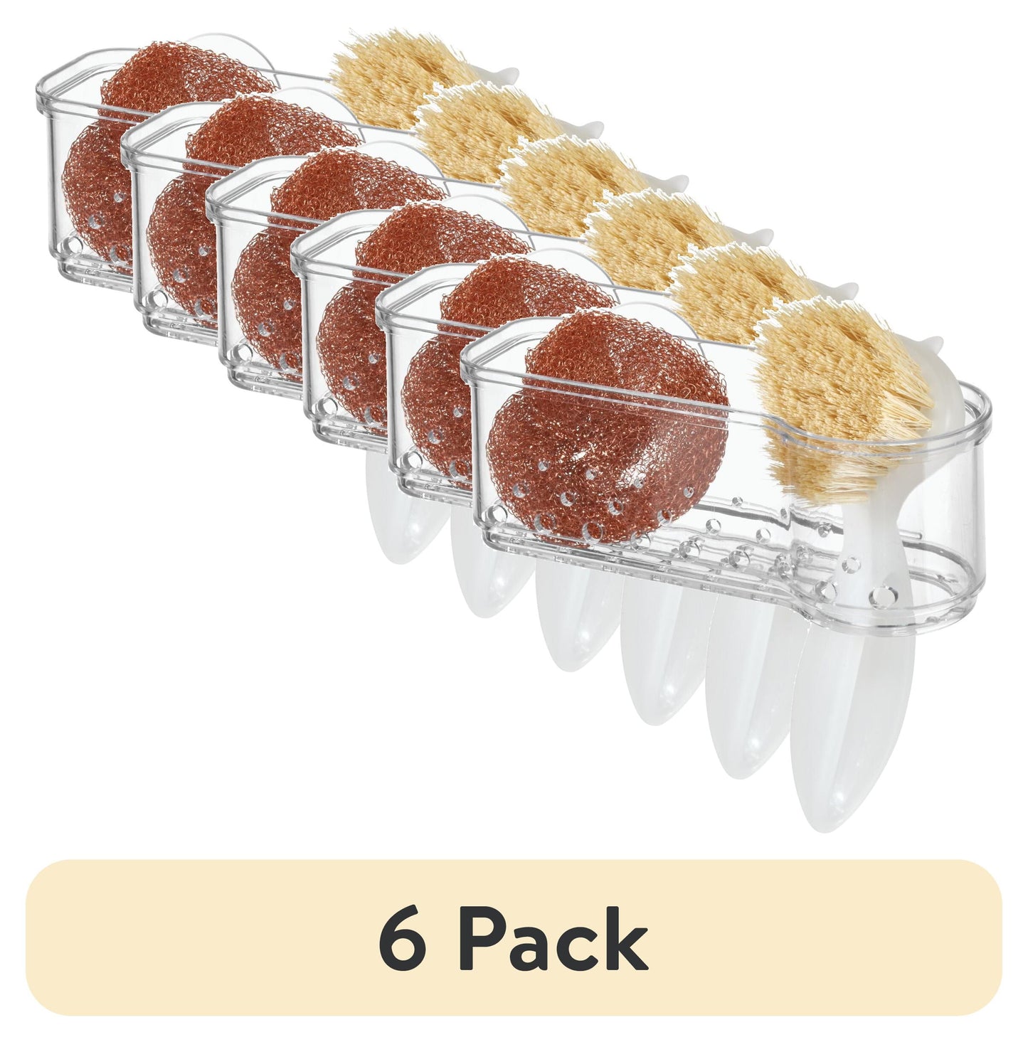 (3 pack) Mainstays Plastic Kitchen Sponge Holder Sink Caddy, Clear