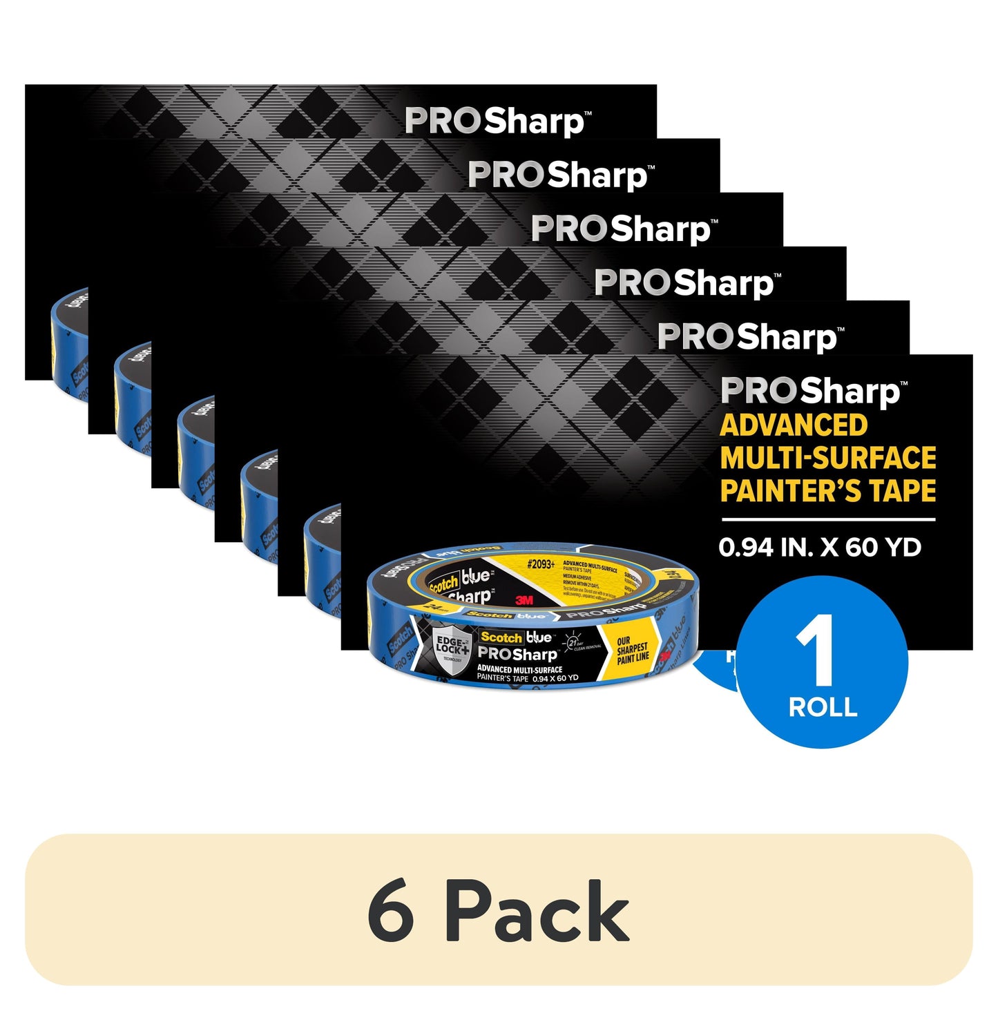 (6 pack) ScotchBlue PROSharp Painter's Tape, Blue, 0.94 in x 60 yd, 1 Roll