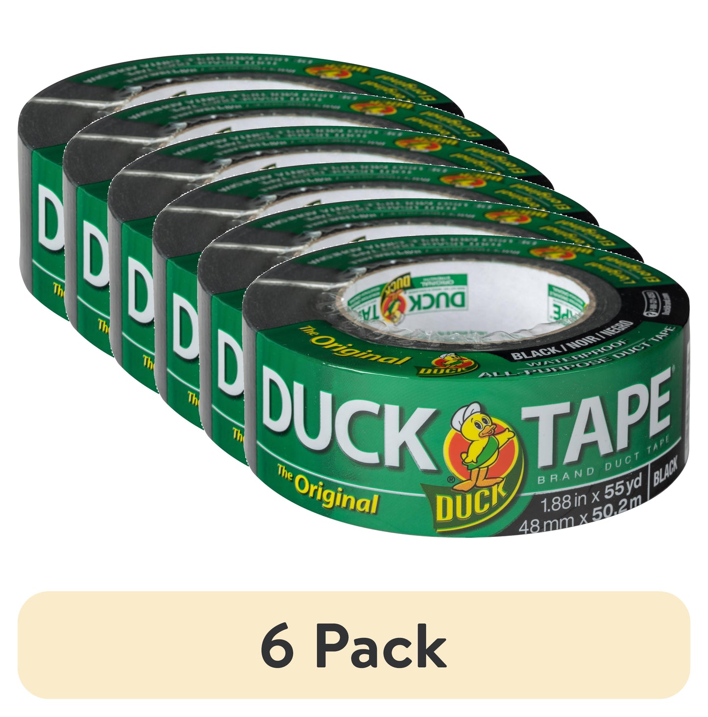 (6 pack) The Original Duck Tape Brand Duct Tape, 1.88 in. x 55 yd., Black