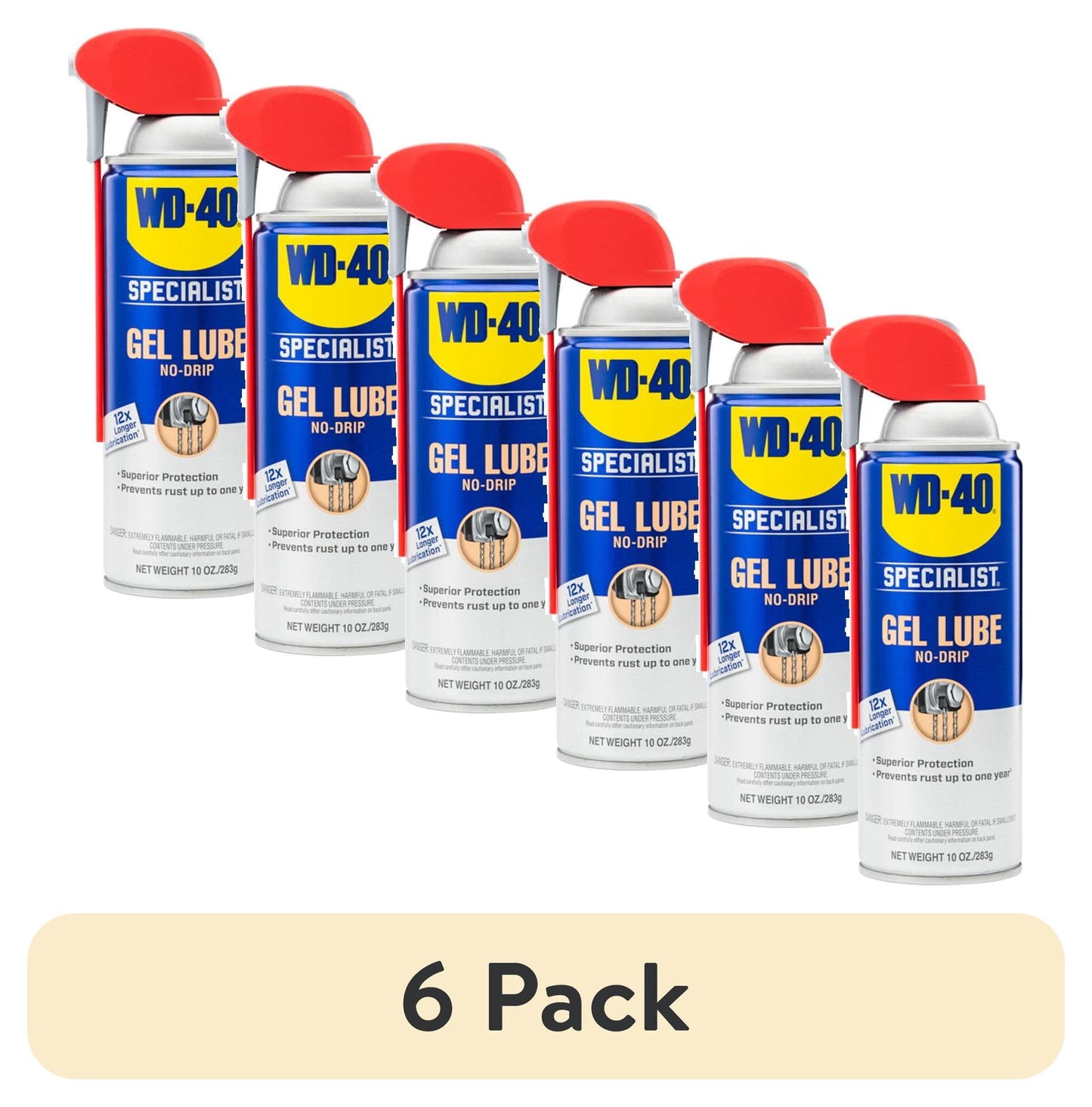 (6 pack) WD-40 Specialist No-Drip Gel Lubricant, 10 oz