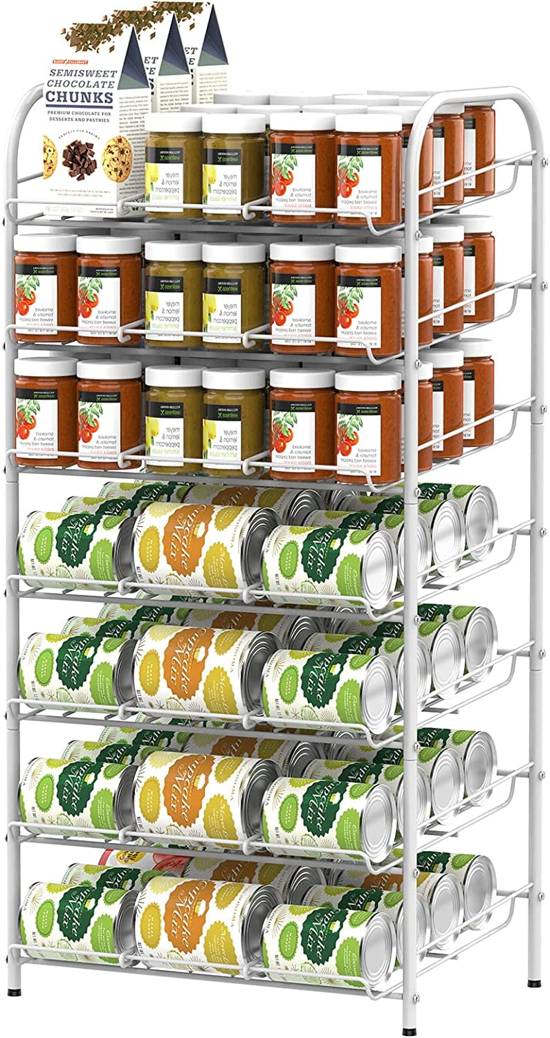 7-Tier Can Organizer Rack Dispenser for Pantry, White
