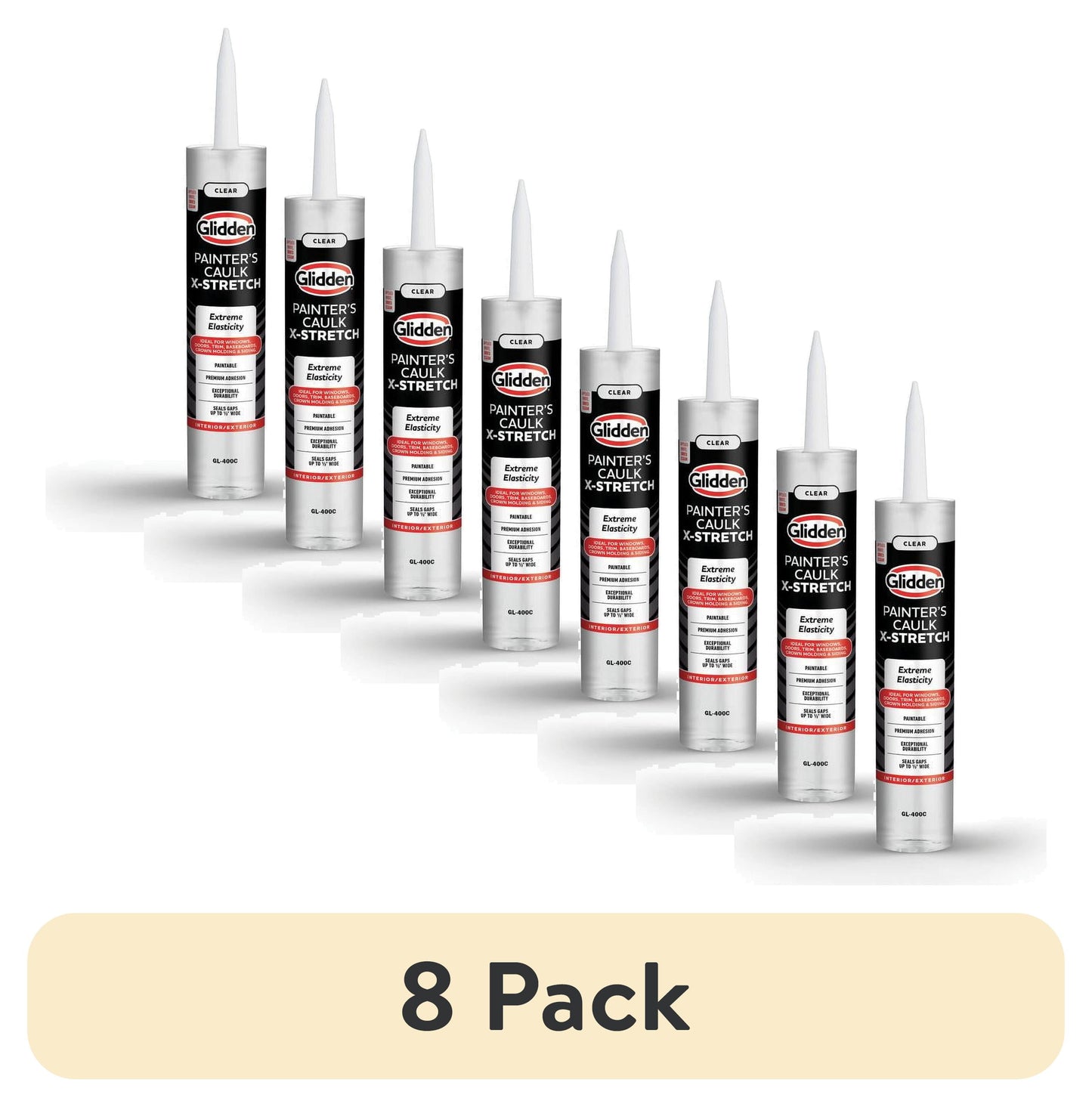 (8 pack) Glidden 10.1 fl oz X-Stretch Calafateo Multiusos para Interiores/exteriores Transparente para Pintor