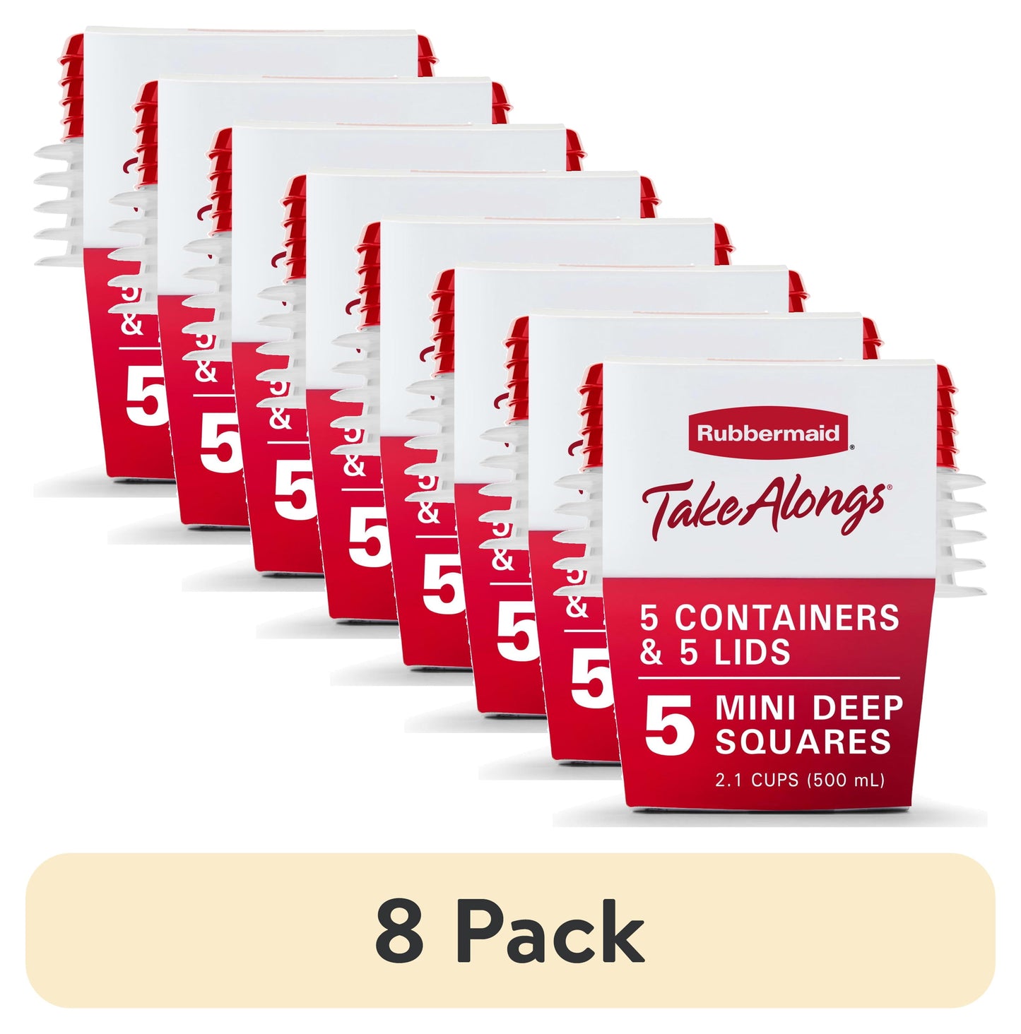 (8 pack) Rubbermaid 2.1 cups Clear Food Storage Container 5 pk