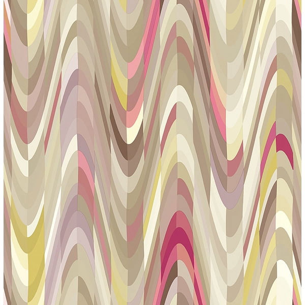 A-Street Prints Aurora Pink Geometric Wave Wallpaper, 20.5-in by 33-ft, 56.4 sq. ft