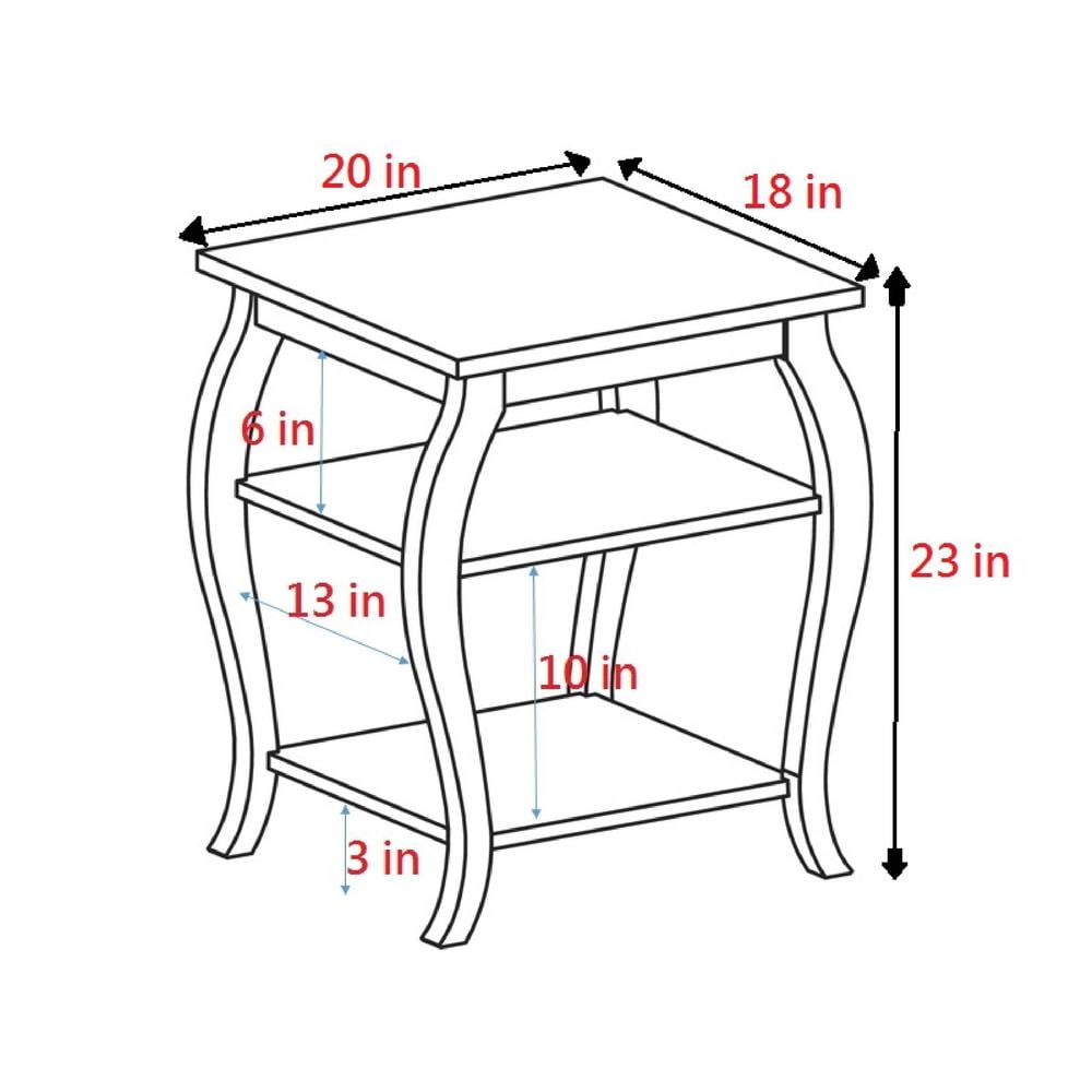 ACME Becci Square Wooden Top End Table with 2 Shelves in Black