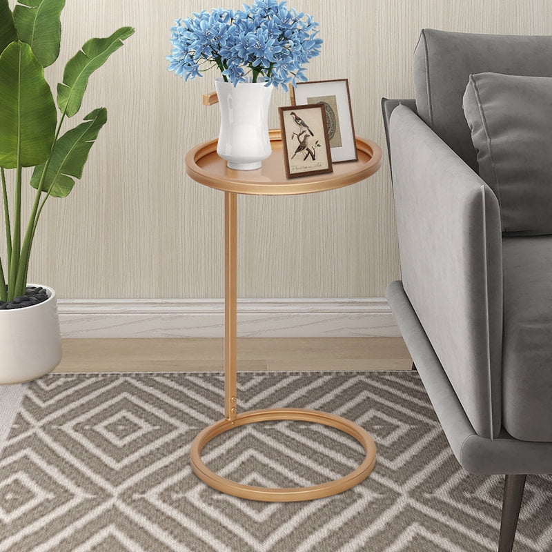 Abble 14 inch Round Soft Gold Metal Tray Top C Table