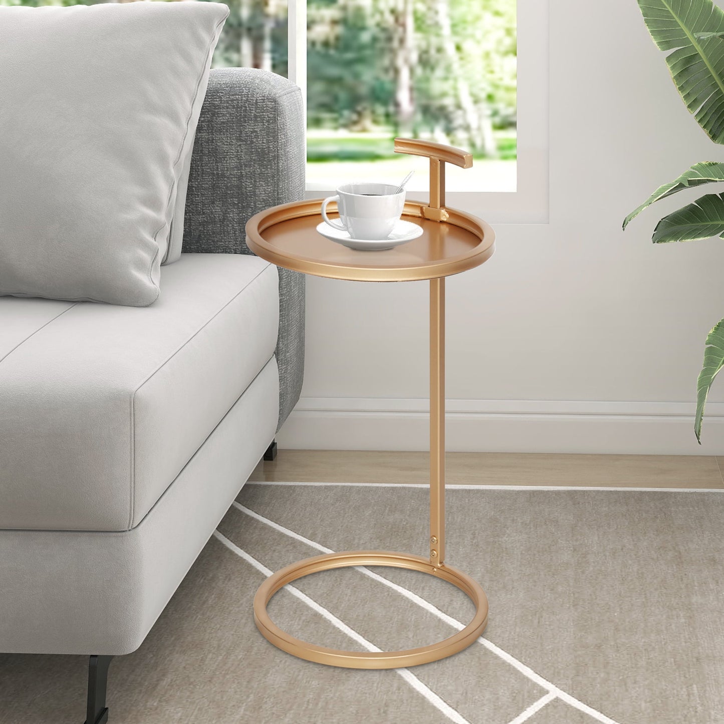 Abble Dia 12" Round Soft Gold Metal C Table