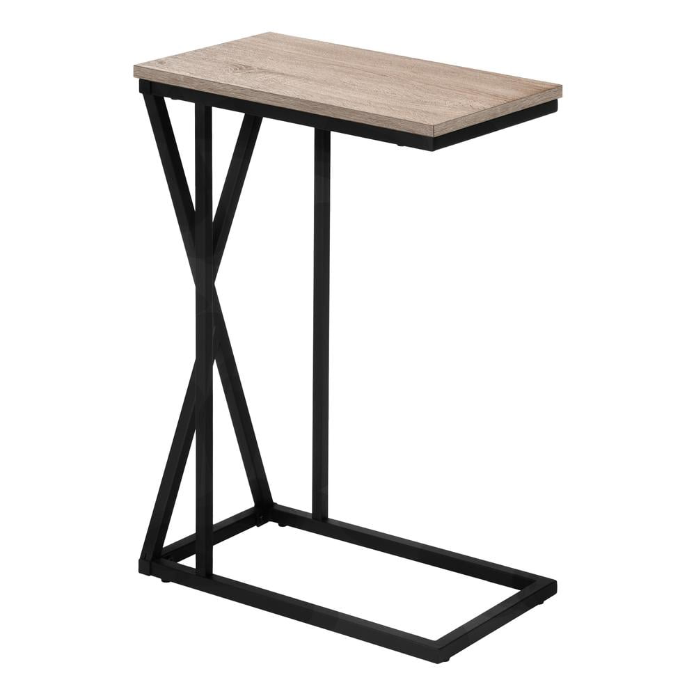 Accent Table C-shaped End Side Snack Living Room Bedroom Metal Grey