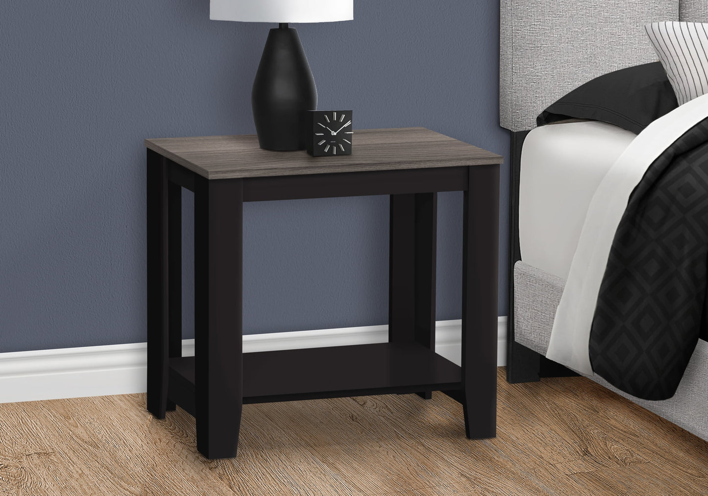 Monarch Specialties Accent Table - Black/Grey Top