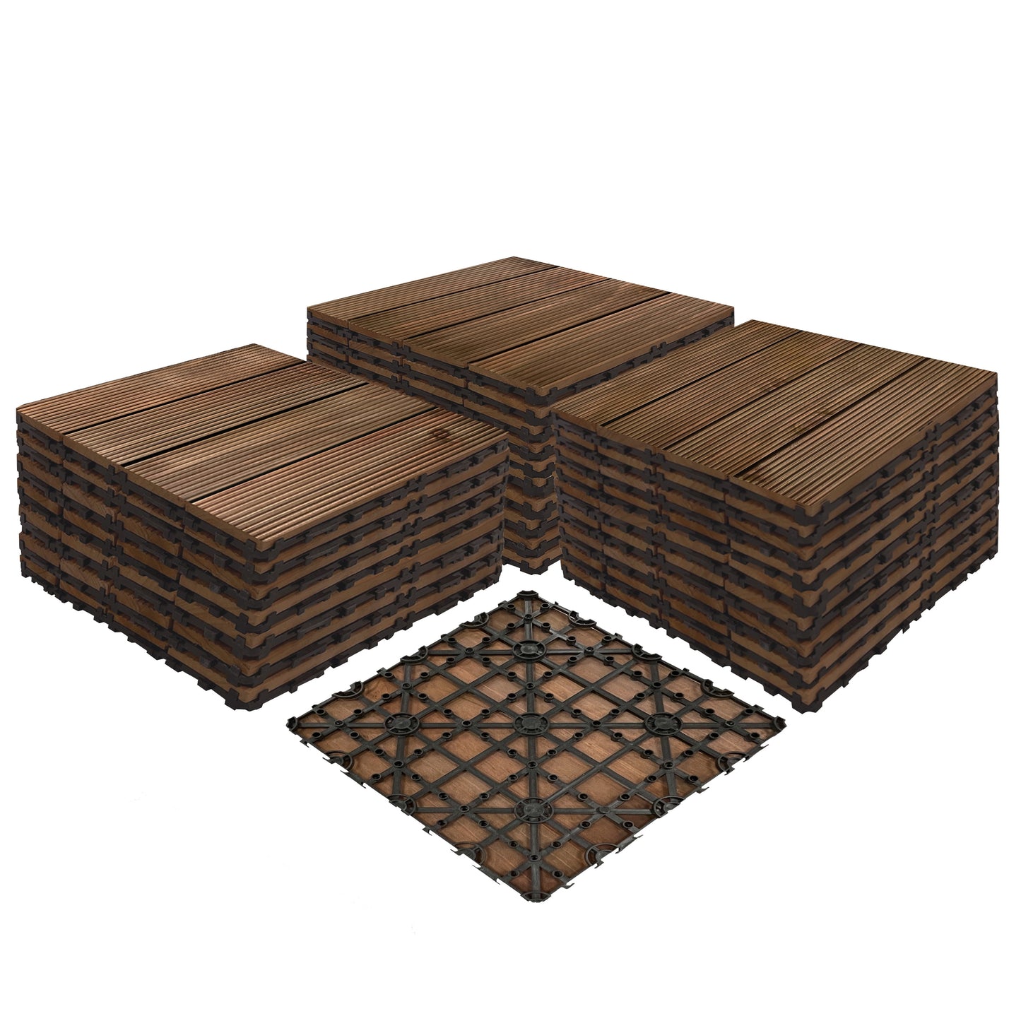 Achim OutdoorZ Interlocking Wood Deck Tiles - Honey Oak - 27 Tiles (27 Sq.Ft.)