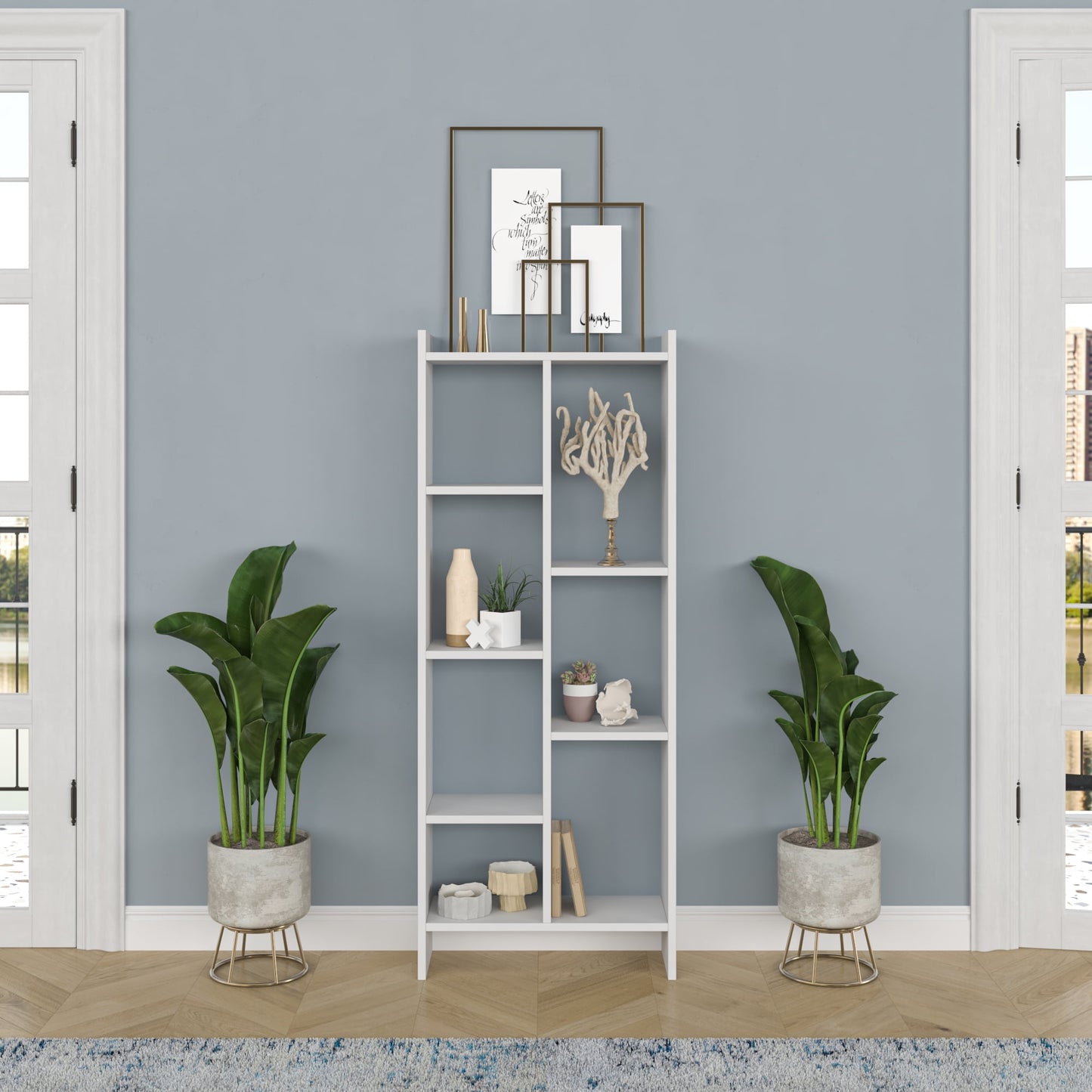 Ada Home Decor Eden 4 Tier Open Shelf Modern Bookcase, White