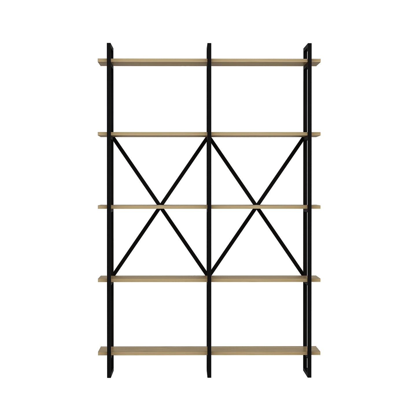 Ada Home Decor ElstonIV 4 Tier Open Shelf Modern Bookcase, Oak/Black