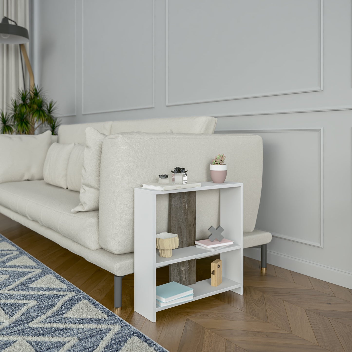Ada Home Decor Sydney Side Table, White/Anthracite