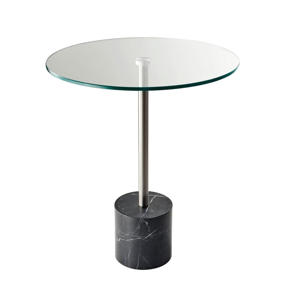 Adesso Blythe End Table, Steel,Black Marble