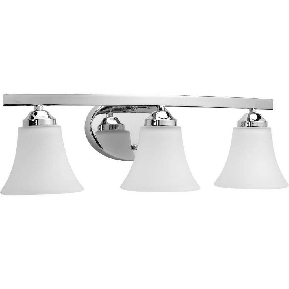 Adorn Collection Three-Light Brushed Nickel Etched Glass Traditional Bath Vanity Light