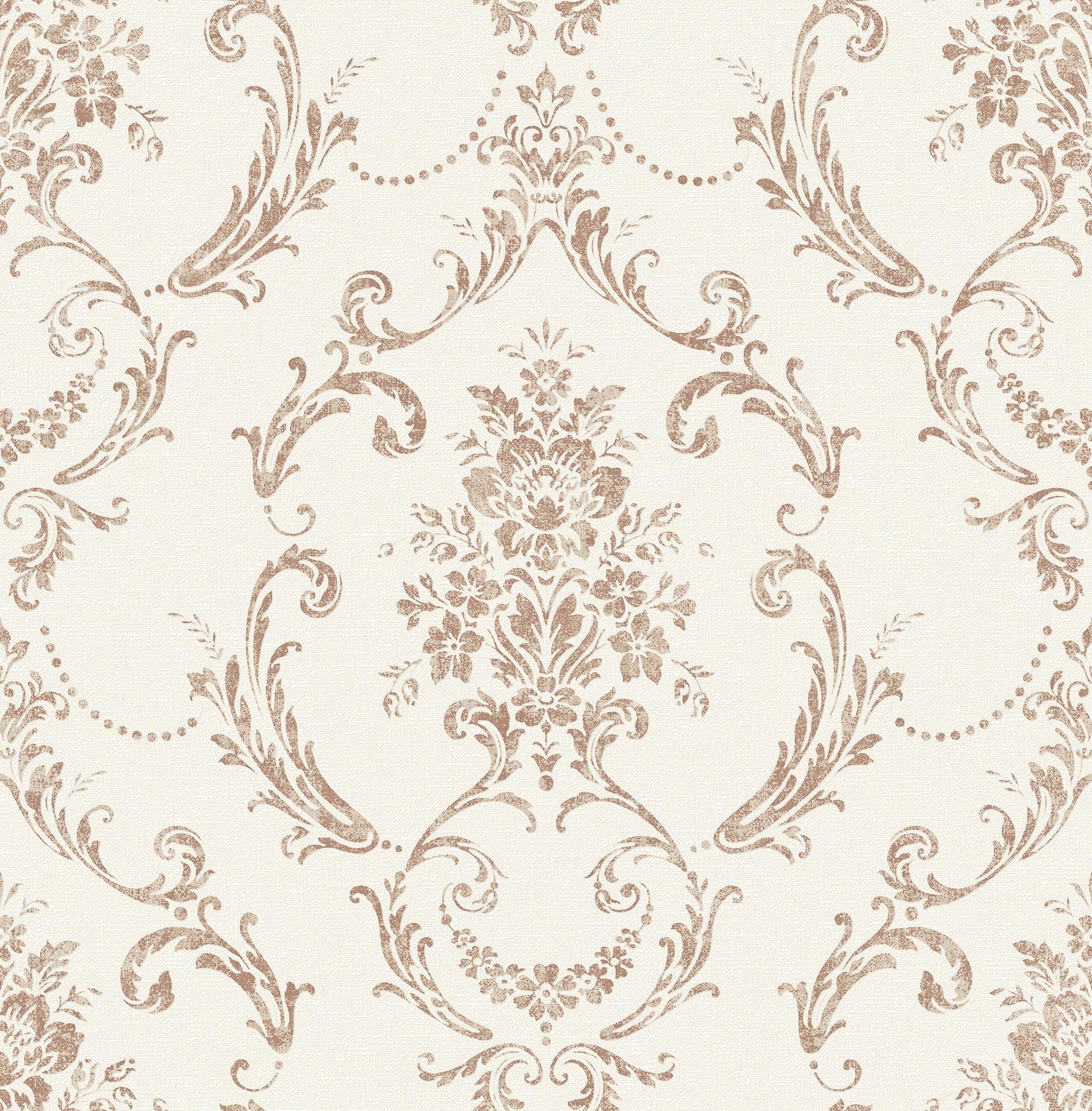 Advantage Glenda Copper Floral Damask Wallpaper