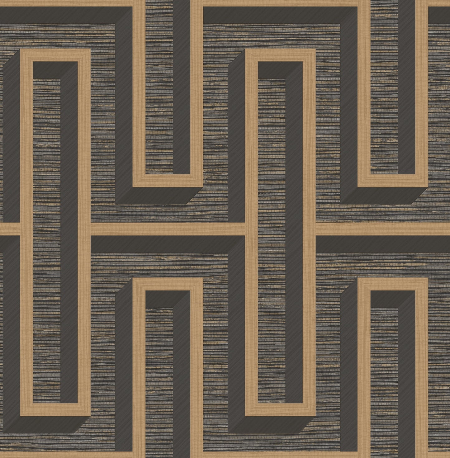 Advantage Henley Black Geometric Grasscloth Wallpaper