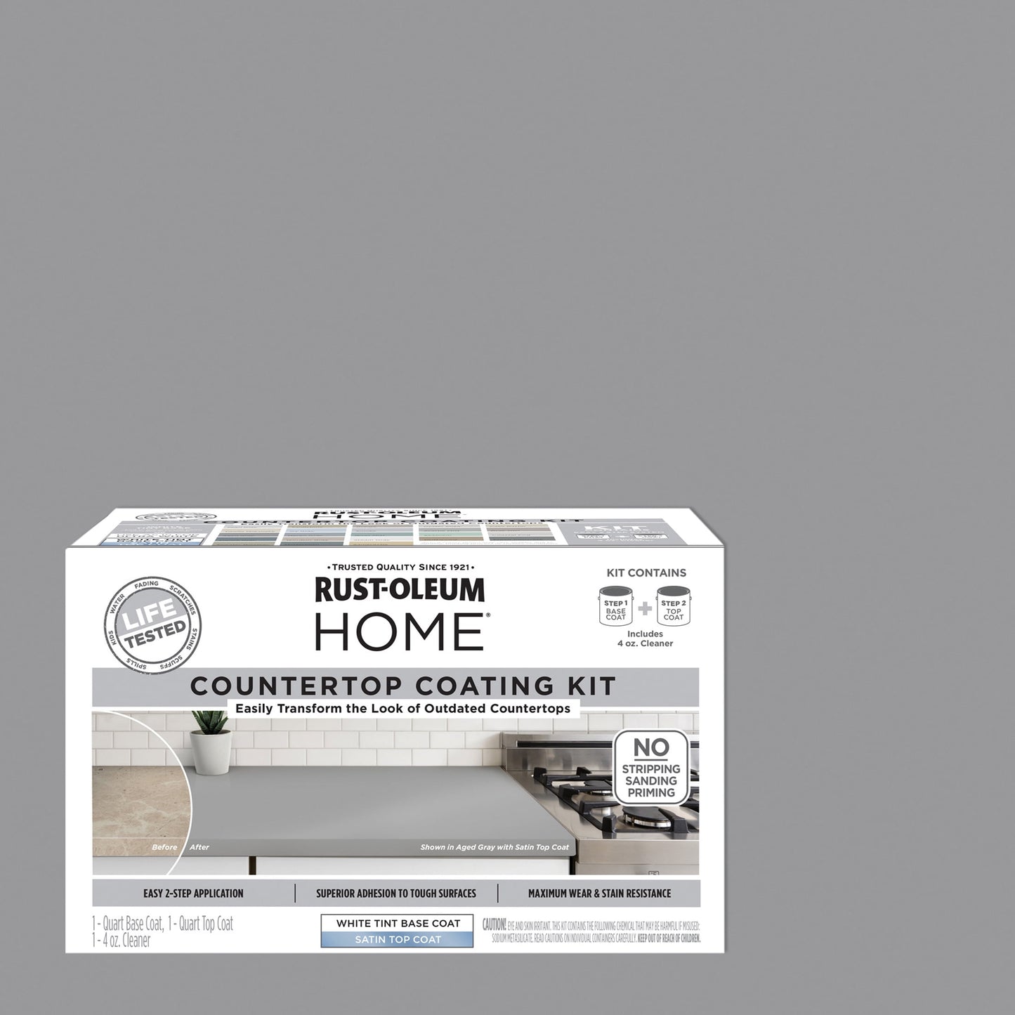 Aged Gray, Rust-Oleum HOME Countertop Satin Coating Kit-38496201T, Quart