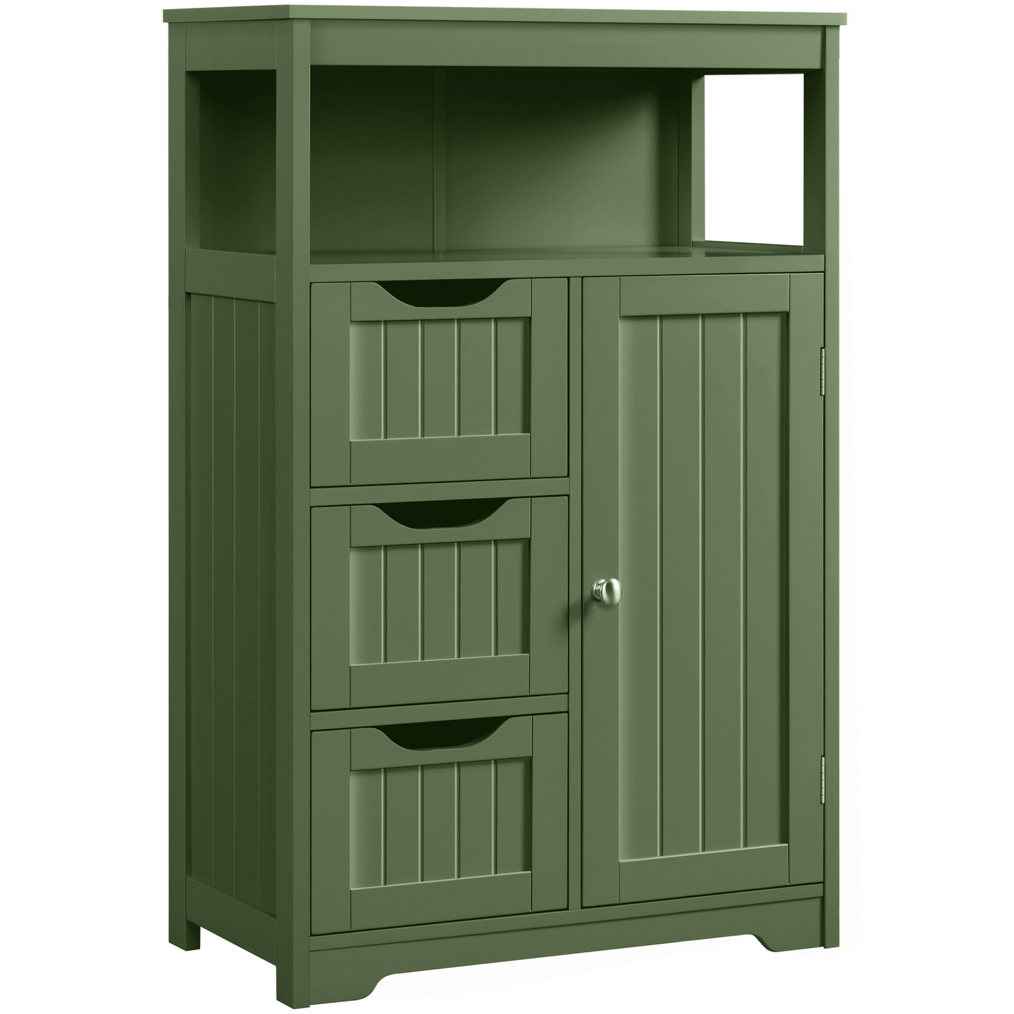 Alden Design 34″ Tall Bathroom Floor Cabinet with Adjustable Shelf and 3 Drawers, Green