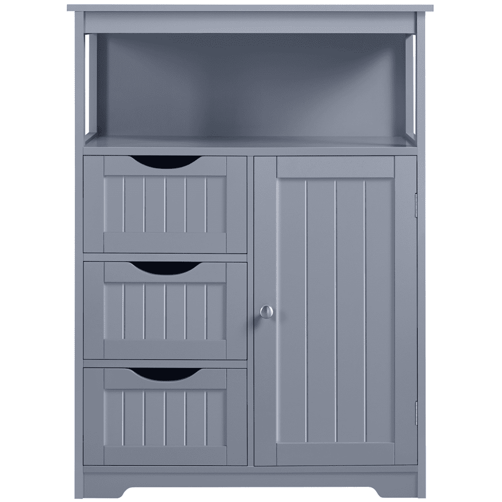 Alden Design 35.5" Height Bathroom Floor Cabinet with 1 Door and 3 Drawers, Gray