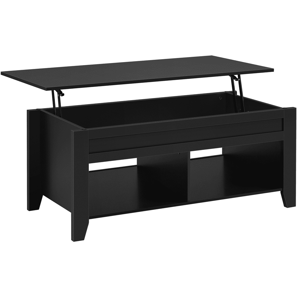 Alden Design 41" Lift Top Coffee Table with 2 Storage Compartments for Living Room, Black