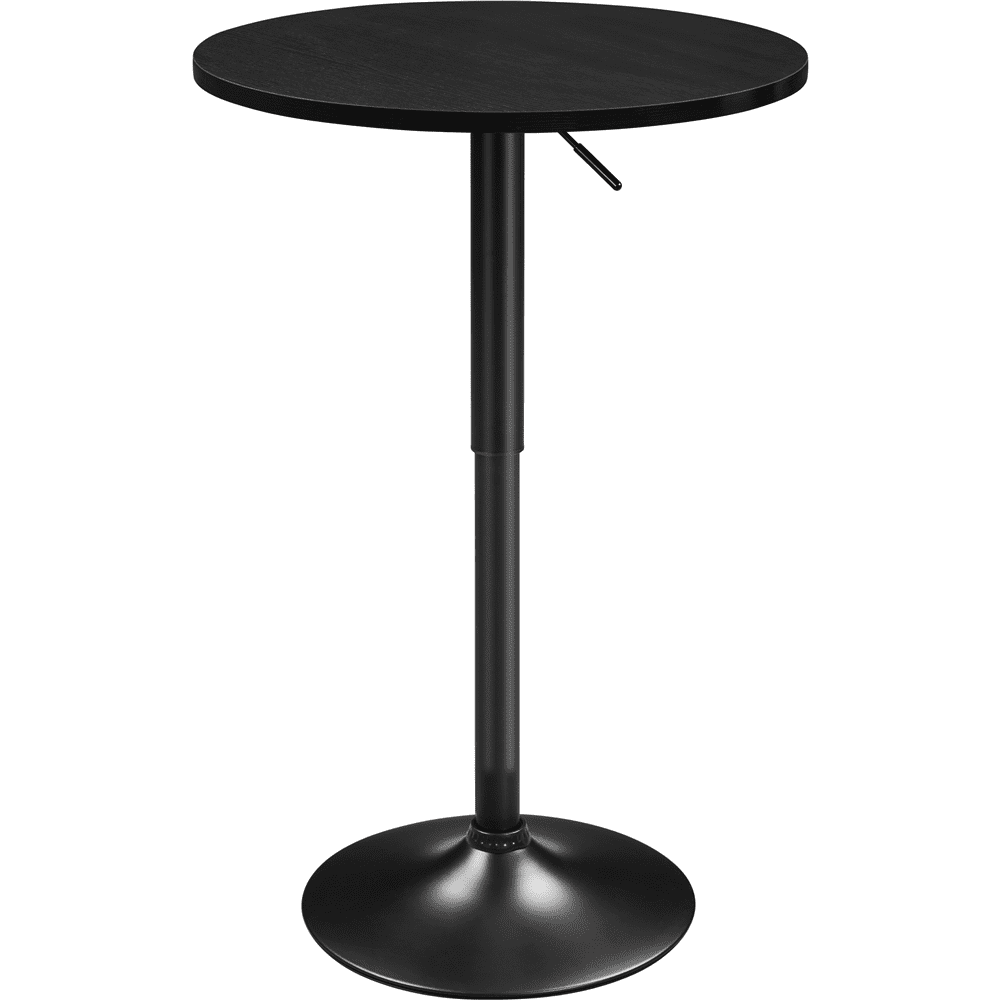 Alden Design Adjustable Pub Round Table 27.5â€- 36†Height with MDF Tabletop for Home Bar, Full Black