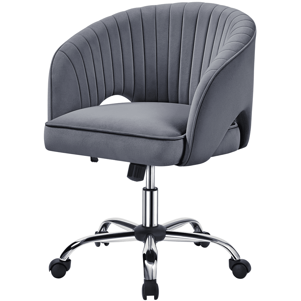 Alden Design Adjustable Tufted Velvet Office Chair with Barrel Back for Home Office, Dark Gray