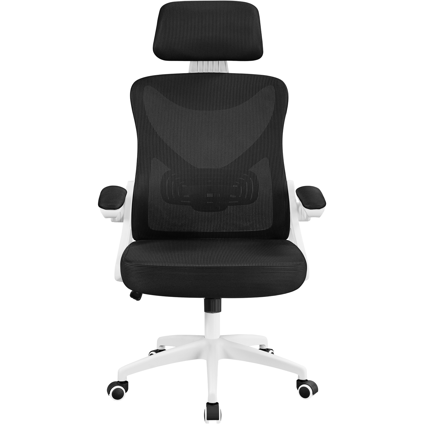 Alden Design High Back Ergonomic Mesh Office Chair with Adjustable Padded Headrest, White/Black
