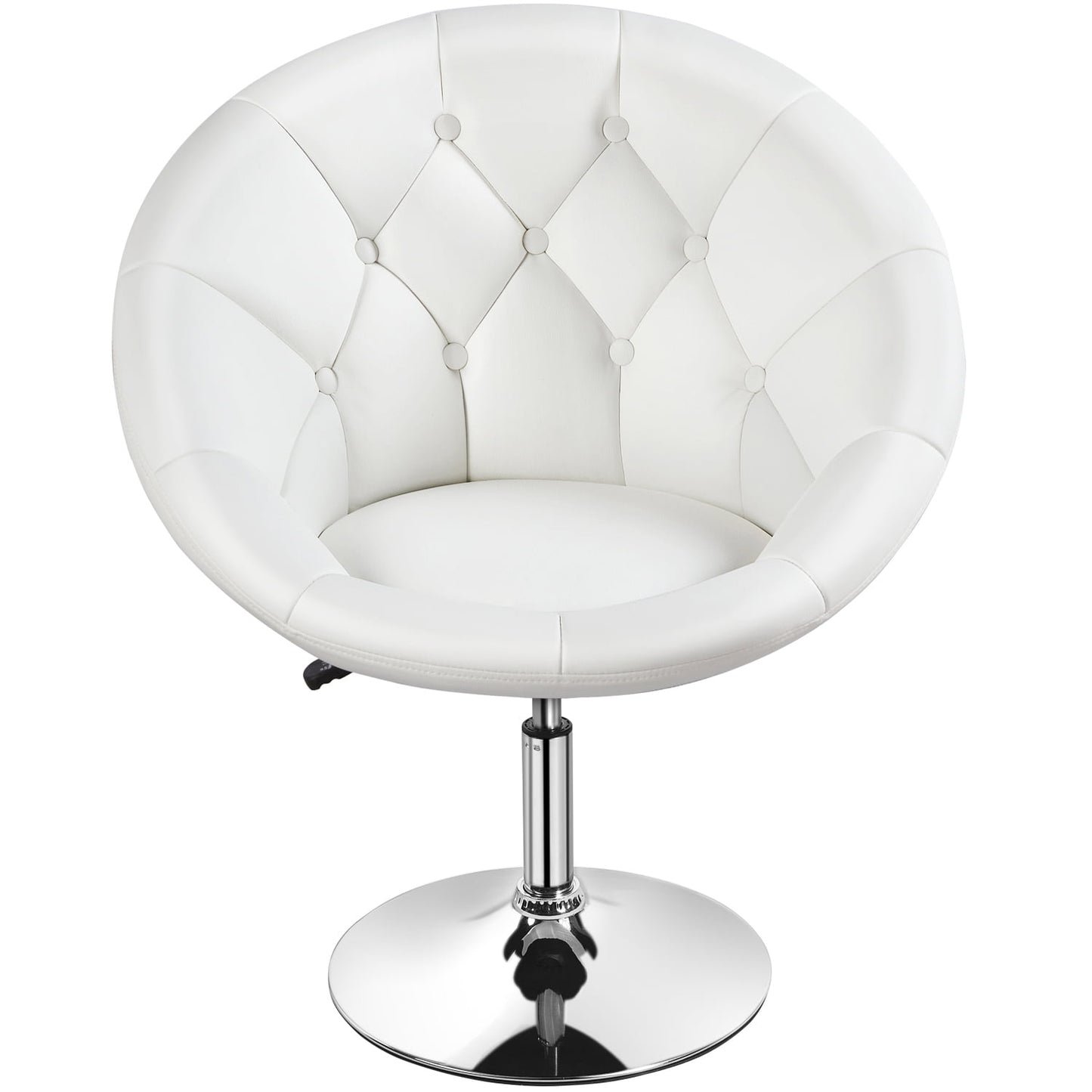 Alden Design Height Adjustable Barrel Chair with Tufted Back, White