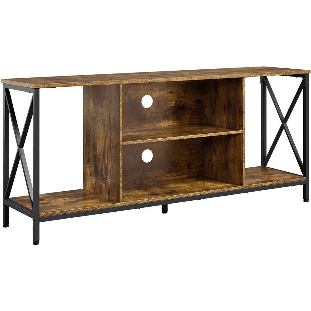 Alden Design TV Stand with Storage for TVs up to 65'', Rustic Brown