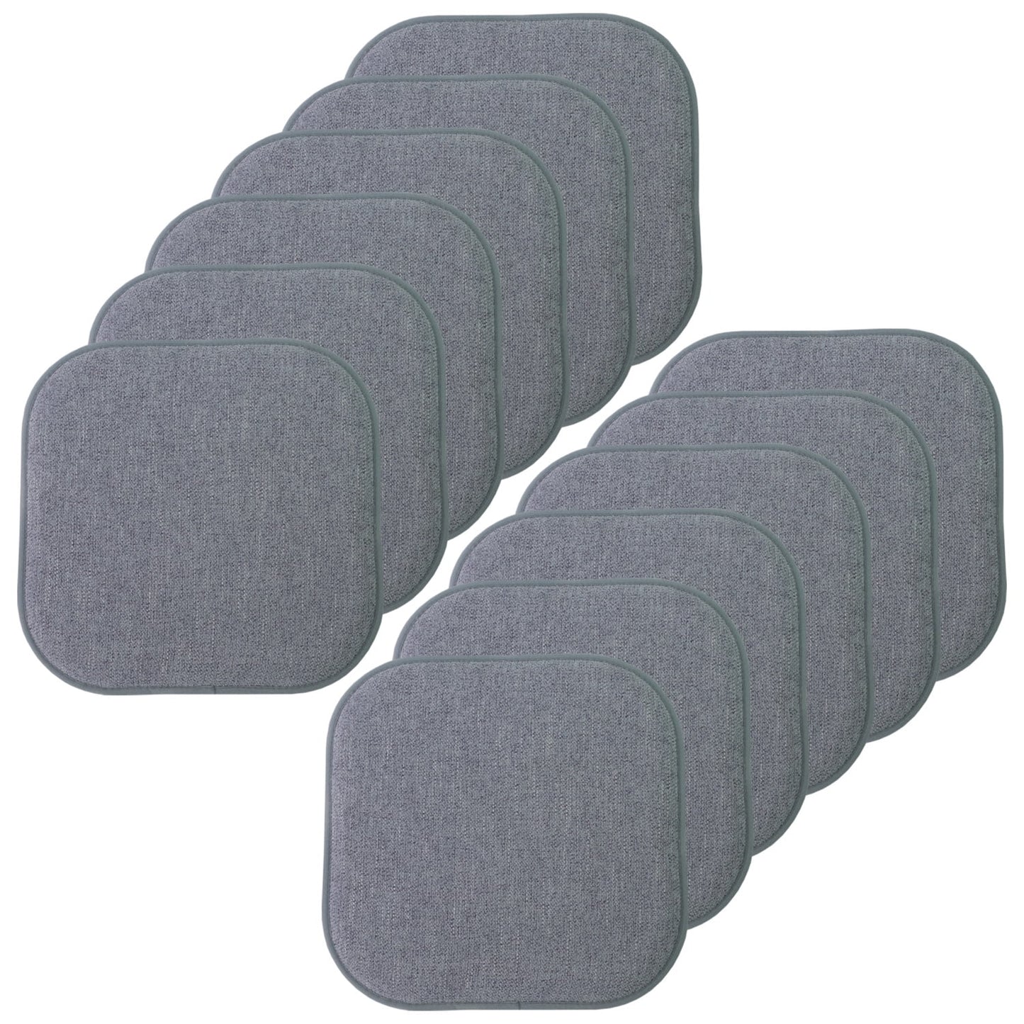 Alexis Memory Foam No Slip Back 16 x 16 Chair Pad Cushion 12 Pack - Blue-Gray
