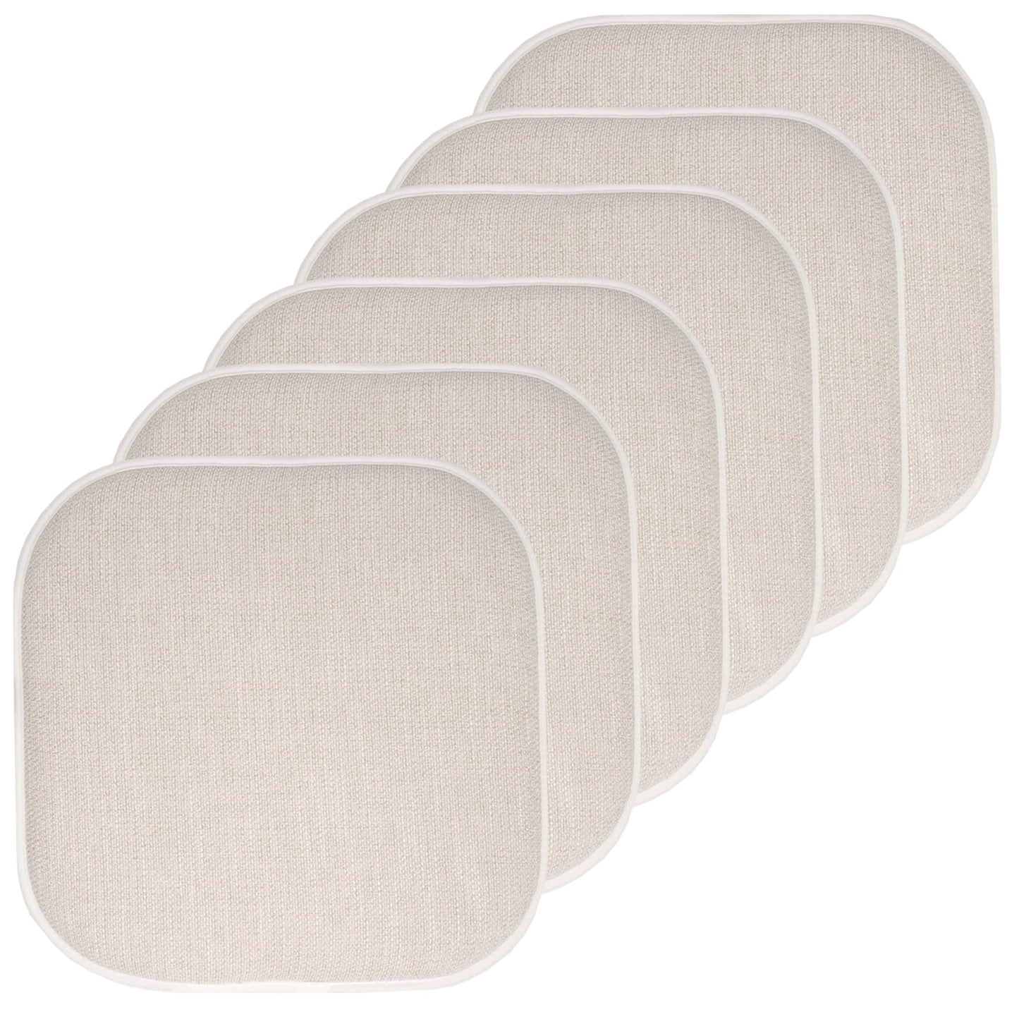 Alexis Memory Foam No Slip Back 16 x 16 Chair Pad Cushion 6 Pack - Linen-Beige