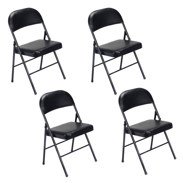 Alvantor 4-Pack Black Folding Chairs,Padded PVC Seat and Back,Steel Frame,Portable Seating for Home Office Party Event,330 lbs Capacity