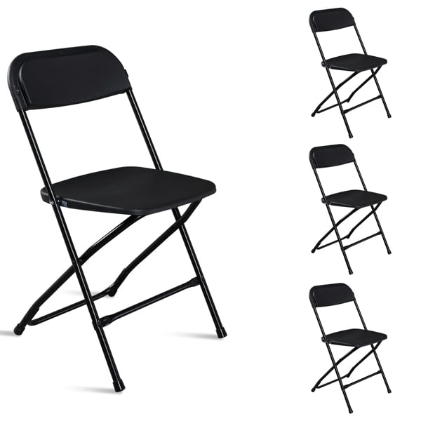 Alvantor 4 Pack Plastic Folding Chairs Black Heavy Duty Indoor Outdoor Portable Stackable Chairs for Party Office Event