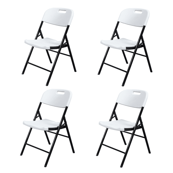 Alvantor 4 Pack Plastic Folding Chairs White and Black Heavy Duty Portable Indoor Outdoor Chairs for Party Office Event