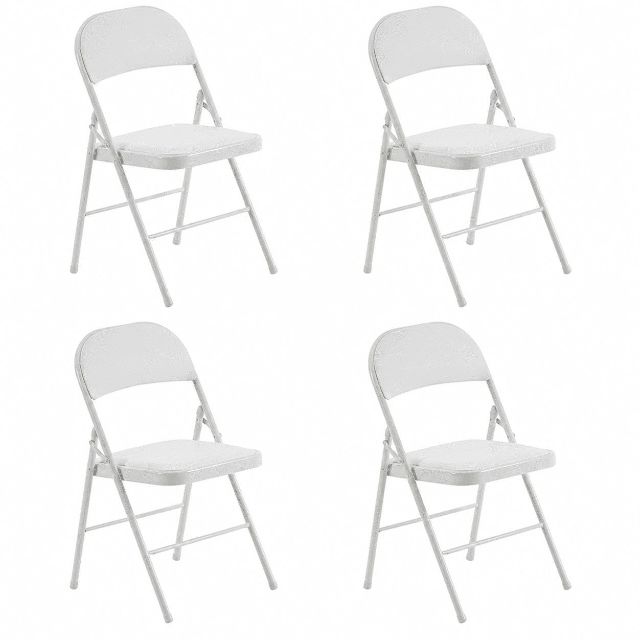 Alvantor 4-Pack White Folding Chairs,Padded PVC Seat and Back,Steel Frame,Portable Seating for Home Office Party Event,330 lbs Capacity