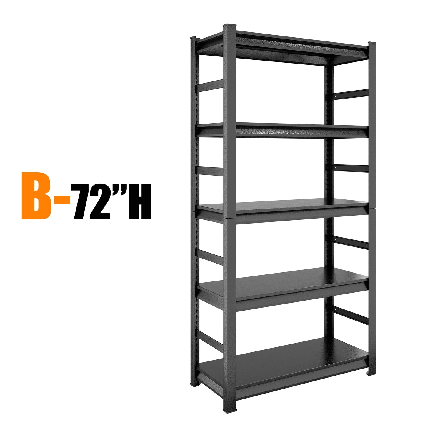 Alvantor 5-Tier Storage Shelves, Heavy Duty Shelving Unit,Garage Storage Shelves with Side Rails for Pantry Office 47"W x 18"D x 78"H Black