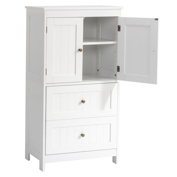 Alvantor Bathroom Storage Cabinet with 2 Drawers & 2 Doors,White 24 x 12 x 43 in